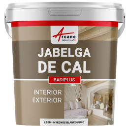 Jabelga de Cal Blanco para Muro Interior y Fachada Exterior - BADIPLUS 2.5 kg 12.5 m² - Miconos Blanco Puro