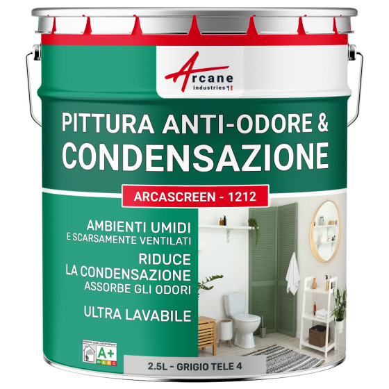 Vernice grigia anti-condensa. anti-odore ambienti umidi ARCASCREEN - 1212 Grigio tele 4 - RAL 7047 - 2.5 L