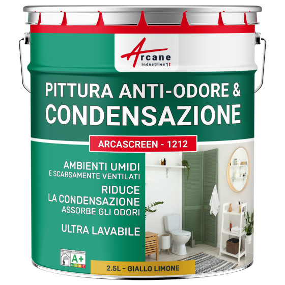 Pittura gialla anti-condensazione. anti-odori ambienti umidi ARCASCREEN - 1212 2.5 L - Giallo limone - RAL 1012