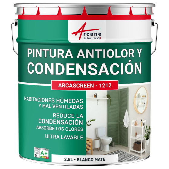 Pintura blanca anti-condensación. anti-olores ambientes húmedos: ARCASCREEN - 1212 Blanco - 2.5 L Pintura blanca anti-condensación. anti-olores ambientes húmedos: ARCASCREEN - 1212 Blanco - 2.5 L