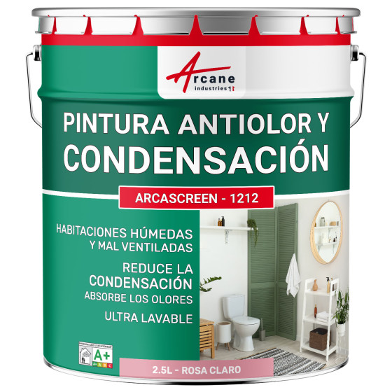 Pintura rosa anticondensación. anti-olores habitaciones húmedas: ARCASCREEN - 1212 2.5 L - Rosa Claro - RAL 3015