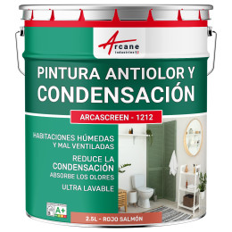 Pintura roja anti-condensación. anti-olores habitaciones húmedas: ARCASCREEN - 1212 2.5 L - Rojo salmón - RAL 3022