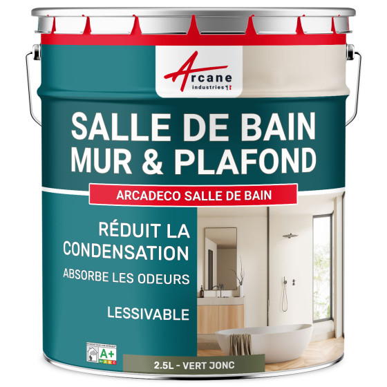 Peinture salle de bains mur et plafond :ARCADÉCO SALLE DE BAIN 2.5 L - Vert jonc - RAL 6013