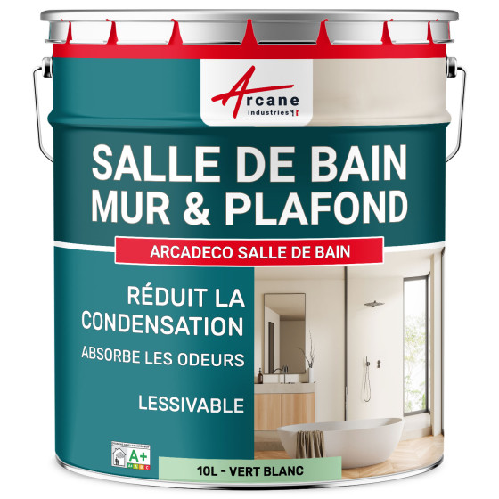 Peinture salle de bains mur et plafond :ARCADÉCO SALLE DE BAIN 10 L - Vert Blanc - RAL 6019