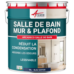 Peinture salle de bain bleu mur et plafond :ARCADÉCO SALLE DE BAIN 10 L - Bleu saphir - RAL 5003