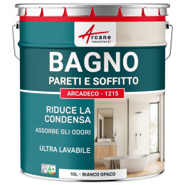 Pittura per bagno bianca per muri e soffitti: ARCADECO - 1215 Bianco - 10 L