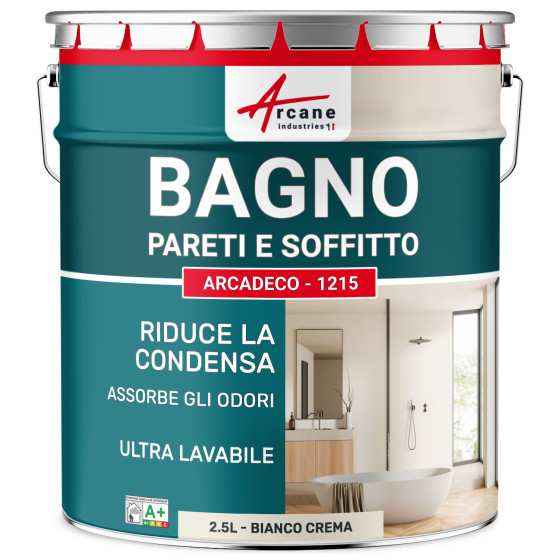 Pittura per bagno beige per muri e soffitti: ARCADECO - 1215 Bianco Crema - 2.5 L