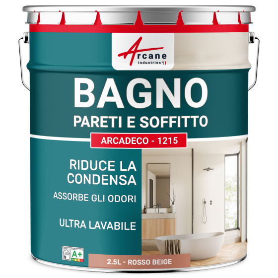Pittura bagno rossa per pareti e soffitto: ARCADECO - 1215 2.5 L - Rosso beige - RAL 3012