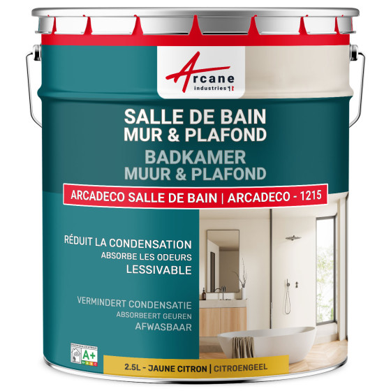 Badkamerverf. voor muren en plafonds: ARCADECO -1215 2.5 L - Citroengeel - RAL 1012