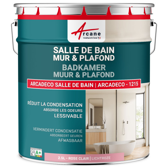 Peinture salle de bain rose mur et plafond :ARCADÉCO SALLE DE BAIN