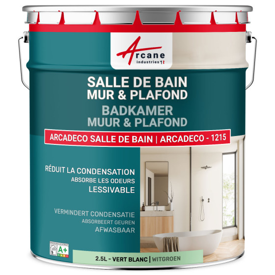 Badkamerverf. voor muren en plafonds: ARCADECO -1215 2.5 L - Witgroen - RAL 6019