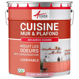 Peinture cuisine rose lavable. mur et plafond : ARCADÉCO CUISINE 2.5 L - Rose Clair - RAL 3015