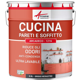 Vernice per cucina nera lavabile. muro e soffitto: ARCADECO - 1216 2.5 L - Grigio Nerastro - RAL 7021