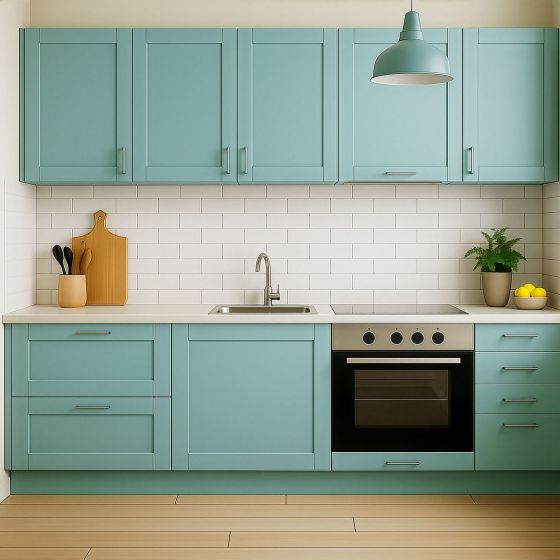 Peinture Meuble vert Cuisine, plan de travail et Salle de Bain - ARCAPOXY MEUBLE - Mise en situation - Turquoise Pastel Peinture Meuble vert Cuisine, plan de travail et Salle de Bain - ARCAPOXY MEUBLE - Mise en situation - Turquoise Pastel