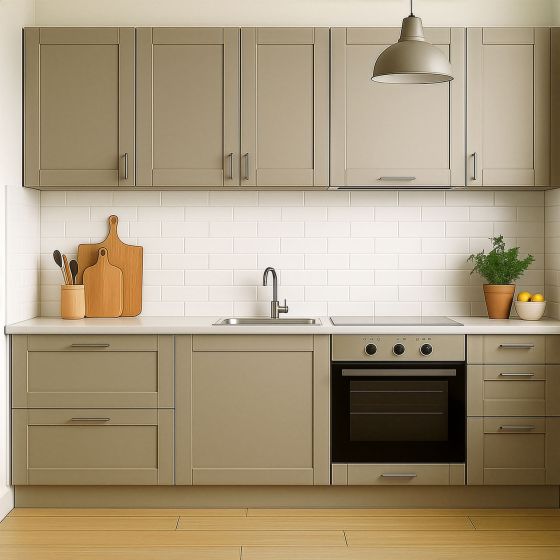 Peinture meuble beige Cuisine, plan de travail et Salle de Bain - ARCAPOXY MEUBLE - Mise en situation - Beige Gris Peinture meuble beige Cuisine, plan de travail et Salle de Bain - ARCAPOXY MEUBLE - Mise en situation - Beige Gris