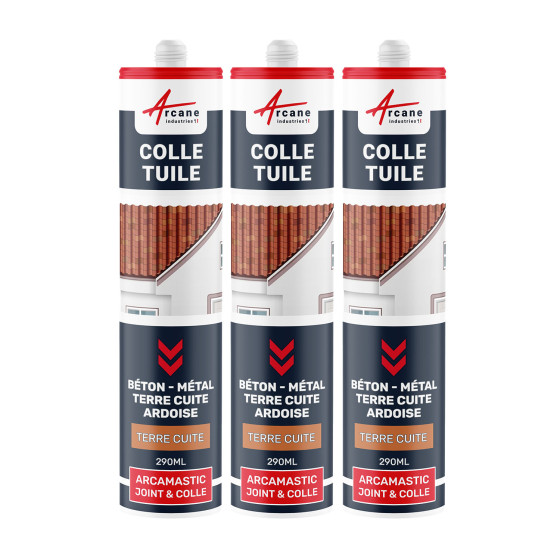 Mastic Colle Tuiles Polymère Hybride: ARCAMASTIC JOINT ET COLLE - Terre Cuite - 290 ml x 3
