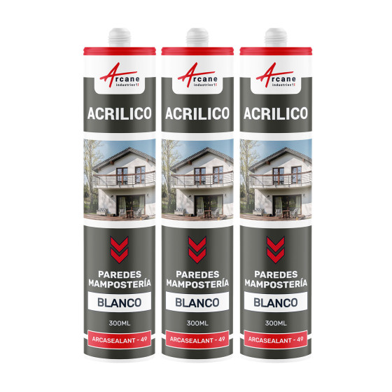 Sellador Acrílico para Muros y Albañilería: ARCAMASTIC ALBAÑILERÍA Blanco - 300 ml x 3