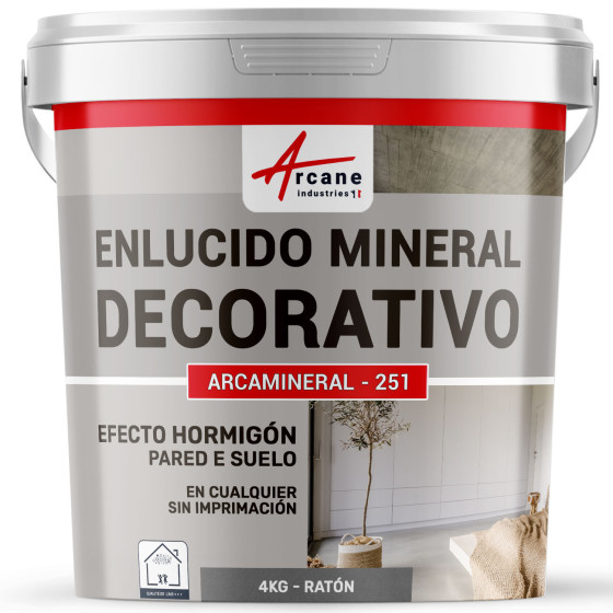 ARCAMINERAL - 251 COLOREADO ASPECTO HORMIGÓN - revestimiento decorativo para paredes y suelos 4 kg - Gris