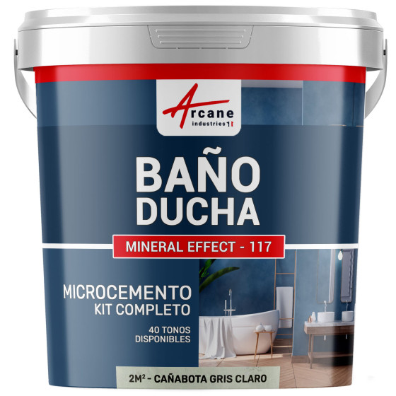 Kit Microcemento para Baño: Revestimiento impermeable Cañabota Gris Claro - 2 m² (en 2 capas)