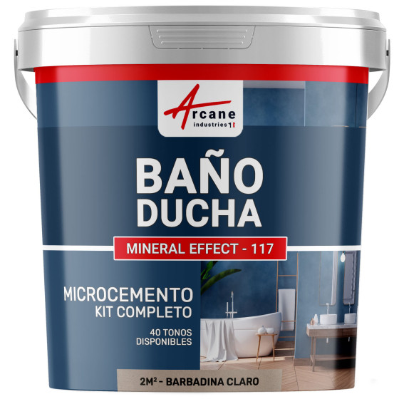 Kit Microcemento para Baño: Revestimiento impermeable Barbadina Claro - 2 m² (en 2 capas)