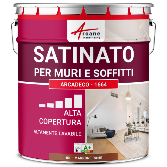 Pittura acrilica satinata per pareti bianca : ARCADECO - 1664 Bianco - 2.5 L