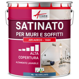 Pittura acrilica satinata per pareti bianca : ARCADECO - 1664 10 L - Blu Brillante - RAL 5007
