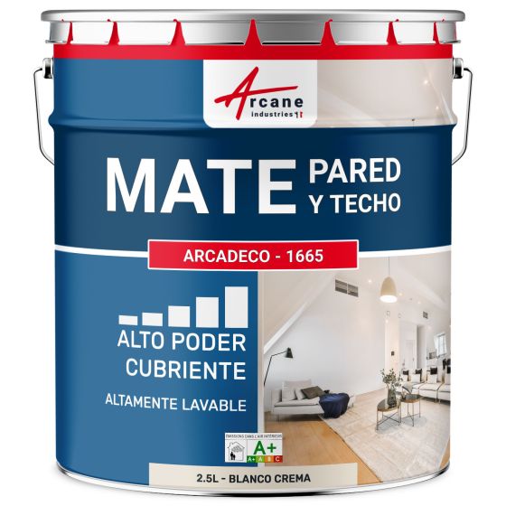 Pintura mural acrílica mate beige: ARCADÉCO - 1665 2.5 L - Blanco Crema - RAL 9001