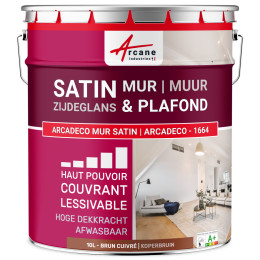Satijn acrylverf voor muur en plafond: ARCADECO - 1664 10 L - Koperbruin - RAL 8004