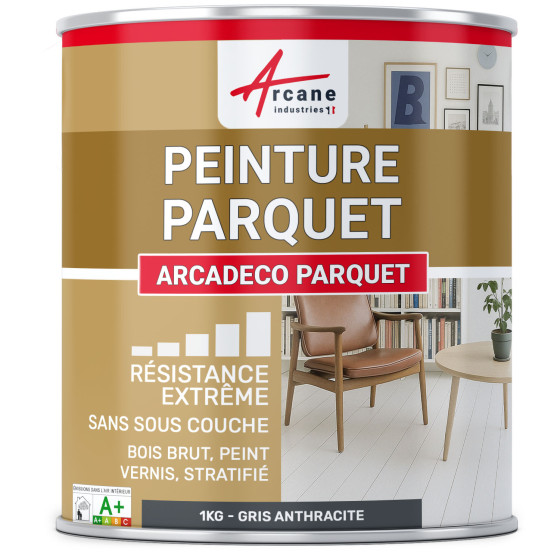 Peinture parquet bois. sol stratifié : ARCADÉCO PARQUET 1 kg - Gris Anthracite - RAL 7016