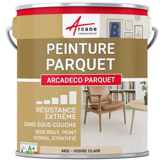 Peinture parquet bois. sol stratifié : ARCADÉCO PARQUET 4 kg - Ivoire Clair - RAL 1015
