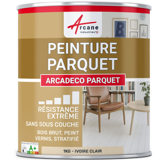Peinture parquet beige bois. sol stratifié : ARCADÉCO PARQUET 1 kg - Ivoire Clair - RAL 1015
