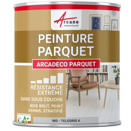 Peinture parquet grise bois. sol stratifié : ARCADÉCO PARQUET 1 kg - Telegris 4 - RAL 7047
