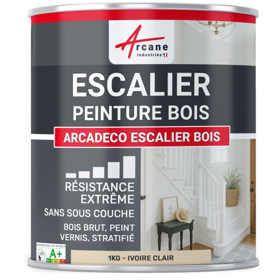 Peinture Escalier Bois beige : ARCADÉCO ESCALIER BOIS 1 kg - Ivoire Clair - RAL 1015