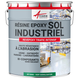 Peinture époxy verte sol industriel et parking - REVEPOXY TRAFIC INTENSIF 25 kg 50 m²  - Vert signalisation - RAL 6024