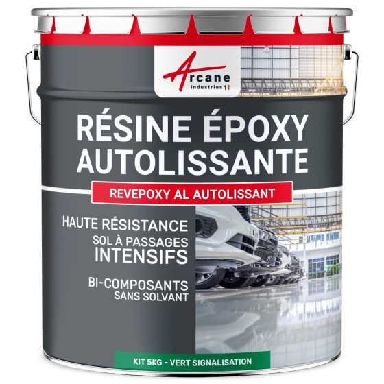 Résine Epoxy Verte Sol. autolissante - REVEPOXY AL AUTOLISSANT 5 kg - Vert signalisation - RAL 6024 Résine Epoxy Verte Sol. autolissante - REVEPOXY AL AUTOLISSANT 5 kg - Vert signalisation - RAL 6024