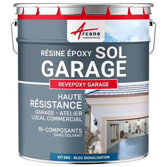 Résine sol garage bleue - Peinture époxy sol : REVEPOXY GARAGE 5 kg 16 m²  - Bleu signalisation - RAL 5017
