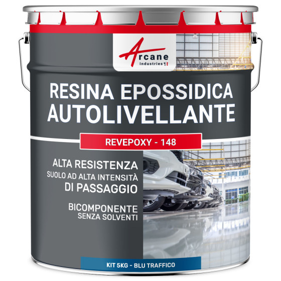 Resina Epossidica Blu. autolivellante - REVEPOXY - 148 5 kg - Blu traffico - RAL 5017 Resina Epossidica Blu. autolivellante - REVEPOXY - 148 5 kg - Blu traffico - RAL 5017