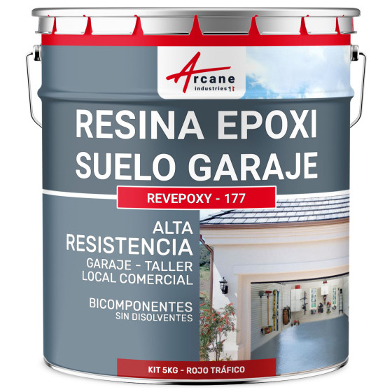Resina suelo garaje rojo - Pintura epoxi suelo REVEPOXY - 177 5 kg 16 m²  - Rojo señales - RAL 3020
