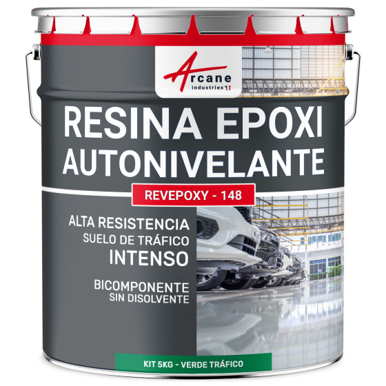 Resina Epoxi Verde Suelo. autonivelante - REVEPOXY - 148 5 kg - Verde señales - RAL 6024