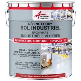 Epoxyverf voor industriële vloeren en parkeergarages - REVEPOXY -55 5 Kg 10 m²  - Verkeersrood - RAL 3020