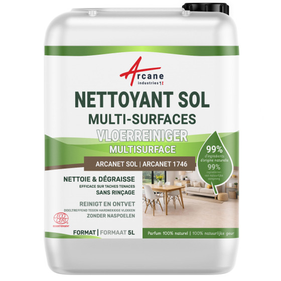 Professionele en natuurlijke vloerreiniger voor alle vloertypen: ARCANET 1746 | ECOCERT gecertificeerd - 5 L