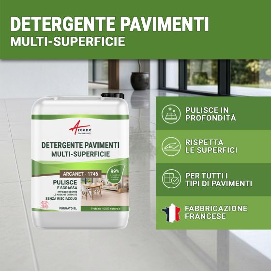 Detergente per pavimenti professionale e naturale per tutti i tipi di pavimento : Arcanet - 1746 - Certificato ECOCERT