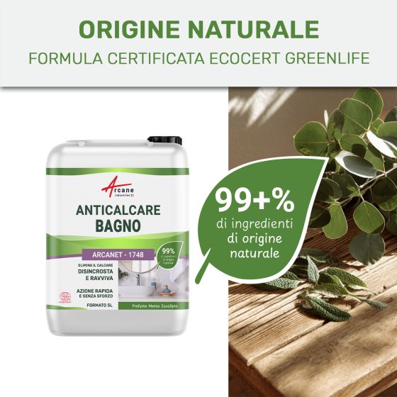 Detergente Bagno Anti-Calcare Naturale : Arcanet - 1748 - Certificato Ecocert
