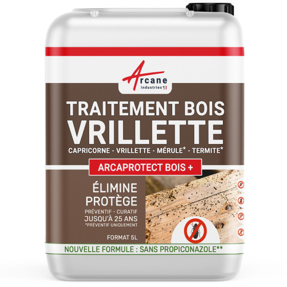 Traitement Vrillette du Bois - Anti Xylophage - Transparent - 5 L
