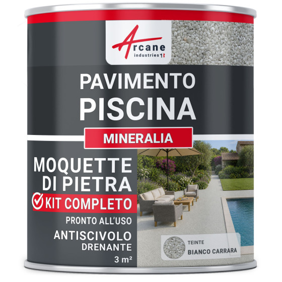 Kit Tappeto di Pietra Bordo Piscina Drenante_ Blanc Carrare_3 m²