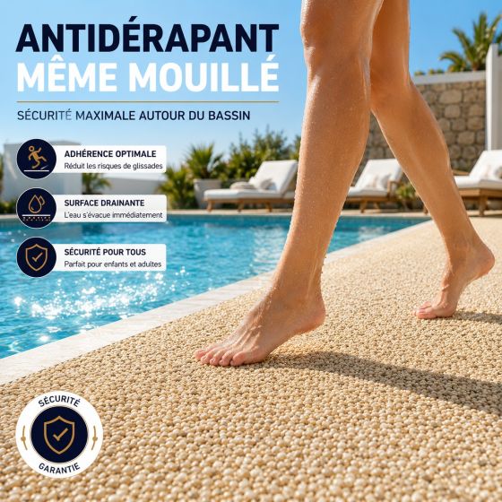 Kit Moquette de Pierre Piscine Drainante - Revêtement Antidérapant pour plage de piscine Résistant Chlore, Sel et UV : MINERALIA
