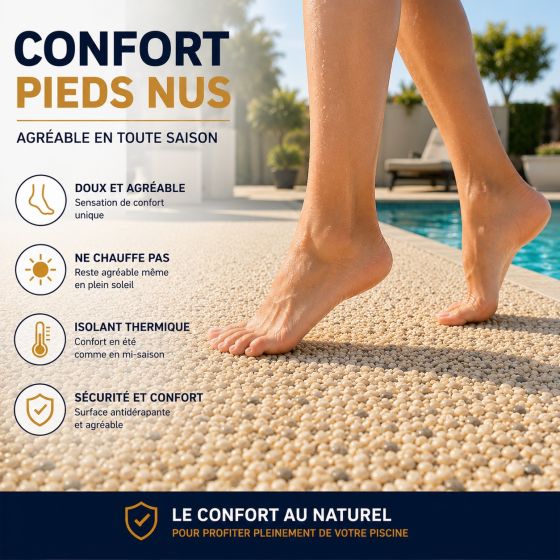 Kit Moquette de Pierre Piscine Drainante - Revêtement Antidérapant pour plage de piscine Résistant Chlore, Sel et UV : MINERALIA