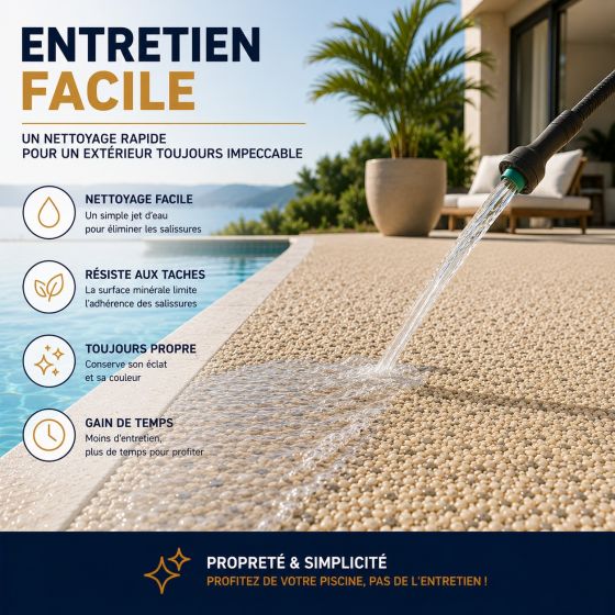 Kit Moquette de Pierre Piscine Drainante - Revêtement Antidérapant pour plage de piscine Résistant Chlore, Sel et UV : MINERALIA