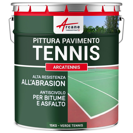 Pittura per campo da tennis. antiscivolo - ARCATENNIS Verde Tennis - 15 kg