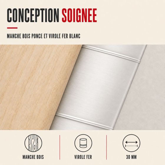 PINCEAU PLAT MÉCHÉ BOIS 30 mm - Pinceau plat méché bois 30 mm